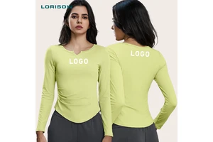 LORISOW Women Breathable Sweat-Wicking Quick Dry Long Sleeve Workout Shirts Two-Sided Scrunch Athletic Gym Yoga Tops