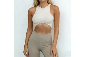 Customized Recyclable Spandex Nylon Women's High Elasticity High Waist V Neck Seamless Breathable Quick Dry Fitness Yoga Sports