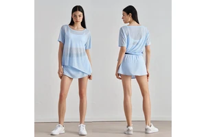 Summer Loose Casual Sports Short Sleeved Top Lightweight Breathable Fashionable Outdoor Yoga T-shirt With a Waist Slit for Women