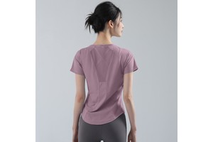 Fashion Slim Yoga Fitness Top, Summer Thin Breathable Tee, Quick Dry Short Sleeve Sports Running Clothes