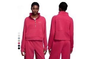 DCK-1020 Winter Women Sport Half Zipper Sweatshirts Casual Stand Collar Thumb Hole Design Loose Long Sleeved Yoga Top T-Shirt