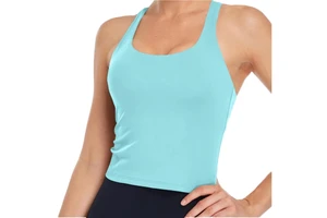 Women Racerback Tank Top Sleeveless Fitness Gym Shirt Breathable Quick Dry Workout Sports Regular Fit Knitted Front