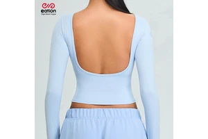 Women Active Tops New U-Shaped Back Yoga Top Long Sleeve Slim Fit Crop Shirt Quick-Dry Running Gym T-Shirt Fitness Yoga Wear