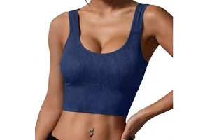 Custom Women's Breathable Sports Tank Top with Straps -Style Fitness Yoga Bra-Vest Built-In Chest Pads Spandex/Nylon