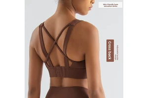 Breathable Workout Sportswear Activewear Gym Custom Jiyou Lightweight High Support Naked Nylon Double-Sided Single-Breasted