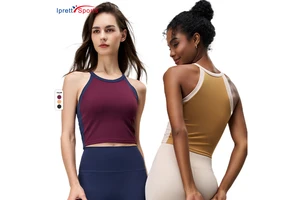Summer Basic Causal Workout Vest Multi Color Yoga Top Fitness Gym Clothing Wearing Round Neck Sleeveless Crop Top Sports Bra