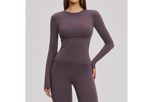 Winter Brushed Long-sleeved Yoga Wear, High-intensity Fitness Wear, Pilates Running Sports Long-sleeved Top 8519