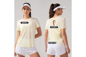 Women's Gym Exercise Athletic Short Sleeve Activewear Workout Hollow Back Yoga Top Short Sleeve Thin Breathable Sports T-shirt