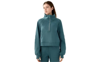 Women's Half-Zipper High Collar Pullover Casual Running Sports Sweater Warm Fleece Thickened for Outside Yoga Top