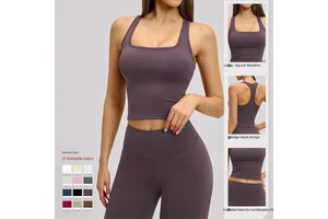 Women's Brushed Racerback Sports Tank Top Quick Dry Slim Fit Yoga Vest Running Workout Gym Fitness Sleeveless Activewear Gymwea