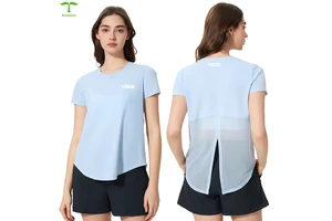 Custom Quick Dry Loose Breathable Leisure Running Fitness Short Sleeve T-shirt Yoga Top