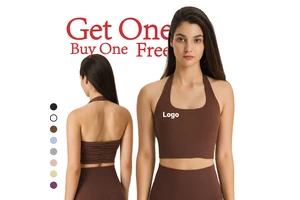 OEM ODM Customized Logo Women's Lightweight High Support Yoga Active Pleated Sports Bra Sexy Strapless Tube Top Breathable DT146
