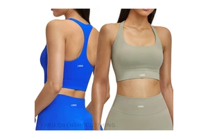Women Seamless Shockproof Sports Bra, Double Shoulder Strap Yoga Bra, Quick-Drying Fitness Running Top with Backless Fitness Bra