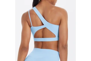 7114 High Support One Shoulder Sports Bra For Women Left Strap Yoga Crop Tops For Running Fitness Gym Workout Sexy Workout Gear