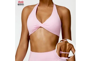 Women's Sports Bra Halter Neck Cross Front Padded Fitness Top Breathable Quick Dry Fabric Yoga Running Gym Workout Activewear