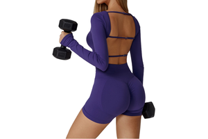 Slim Fitness Seamless Custom Yoga Outfit for Women High Waist Hollow Back Long Sleeves Design Sports Activewear Gym Tshirts
