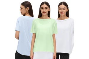 Summer Yoga Clothing Breathable for Short-sleeved Women's Loose Casual Top Outdoor Running Fitness Sports T-shirt