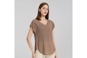 Women's Plus Size Breathable Four-Way Stretch Lightweight Quick-Dry Running T-Shirt Loose Fit Mid-Length for Yoga & Fitness