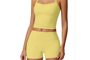 Two Piece Fitness Yoga Workout Sets For Women Tank Top Matching High Waist Booty Lifting Shorts Gym Yoga Active Wear Outfits