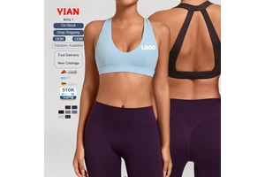 New Fashion High Stretch Yoga Top Round-up Deep V Halter Solid Color Nylon Spandex Women Gym Outfit Active Wear Bra