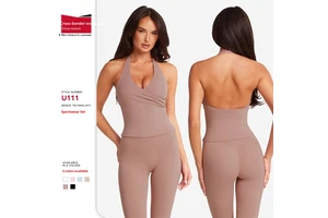 Cross-Border V-Neck Cross-Over Halter Neck Yoga Vest Fixed Chest Pads Women's Sleeveless Tight-Fitting Nylon Sports Fitness
