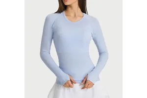 Casual Sport Yoga Running Breathable High Quality Plaid Regular Fit Long Sleeve T-Shirt Women