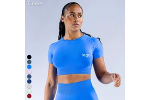 High Elastic Moisture Wicking Fitness Tight Seamless Short Sleeve Fitness Yoga Short Sleeve
