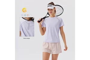 Women's Outdoor Sports Top Breathable Quick-Drying Ice Silk Crew Neck T-Shirt Sun Screen Yoga Clothing Slim-Fit