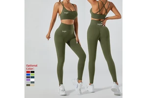 Seamless Adjustable Strap Yoga Bra Shorts Gym Tank Tops Women's Breathable Running Sportswear Sexy Cross Back Fitness Sports Set