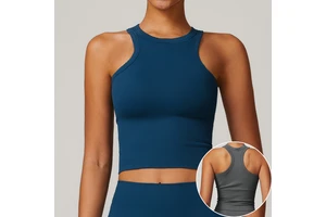 Custom Logo Women's Top Seamless Tank Breathable Soft Fabric Yoga Slim Fit Training Workout Fitness Sports Bra Vest