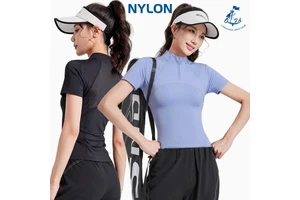 Summer High Quality Waist Slimming Training Tops Women's Quick-drying Tight Stand Collar Full Zipper Short Sleeves Yoga Shirts