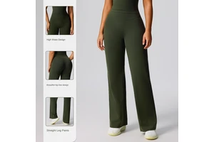 European American New Loose Plus Size Fitness Trousers Women's High Waist Elastic Waist Hip-lifting Wide Leg Sports Pants Yoga