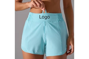 High Waist Women's Sports Shorts Solid Color Quick Drying Anti Exposure Running Shorts With Zipper Pocket Workout Fitness Wear