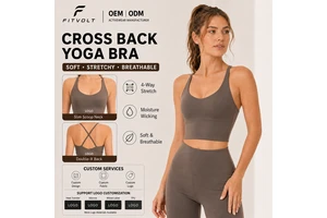 FITVOLT Premium Double X Cross Back Tank Top Slimming V-neck Seamless Padded Breathable Quick Dry Yoga Women Gym Skinny Fit