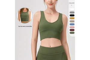 Womens Yoga Tank Top Spandex/Nylon Tight-Fitting Reversible Vertical Stripes Highly Elastic Breathable Sexy Look for Sports