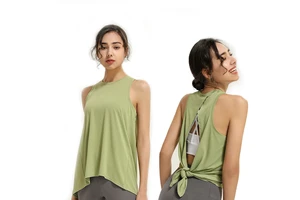 Roregal Women's Sleeveless Quick-Dry Sports Vest Loose Fit Yoga Tank Top with Back Opening for Pilates