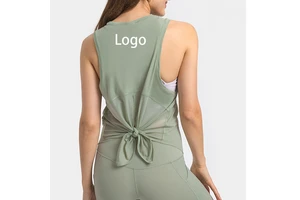 2022Summer New Wholesale Custom logo Sports Wear Tie up Design Yoga Women Gym Sport tank Top