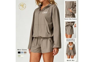 Maker Windbreaker Hooded Lightweight Oversized Women Jacket Sport Sets Outdoor Wear Tracksuit Shorts Full Zip up Sport Sets