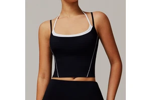 Pseudo Halter Yoga Tank Top for Women High Intensity Running Workout Fitness Seamless Sports Bra Double Layer Sports Bra
