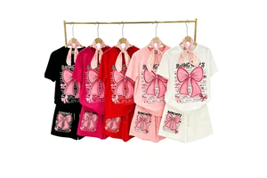 Summer Best-selling Women's Factory-direct Custom-packaged Short-sleeved T-shirts And Shorts Set, Two Pieces, Machine Washable