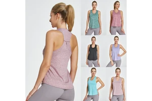 Wholesale Women's Sleeveless Gym Yoga Vest Custom Logo Breathable Loose Running Workout Quick Drying Sports Fitness Tank Top