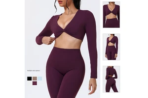 Women Running Long Sleeves Gym Tops Slim Fit Workout Top Activewear Sports Pilates Yoga Clothes