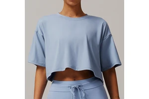 Workout Custom Breathable Gym Crop Loose Short Sleeve Fitness Clothes Quick Dry Activewear Yoga Sports Women Tops