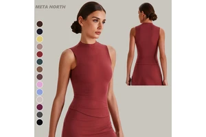 Wholesale New Sportswear High Neck Sleeveless Compression Yoga Sexy Fitness High Elastic Slim Fit Woman Crop Top