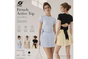 Women Backless Bow Front Logo Tie Active Top Slim Fit French Style Yoga Gym T-Shirt OEM