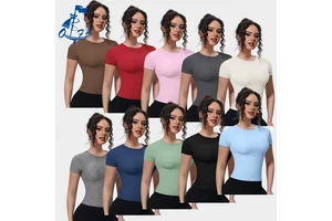 Women Yoga Tops Casual Sports Short Sleeve Gym Fitness Clothes Running T-Shirt Sportswear Workout Quick-drying Activewear