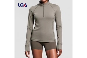 Solid Color Stand Collar Top Long Sleeve Tight Wear Women Soft Training Half Zipper Fitness Yoga Top