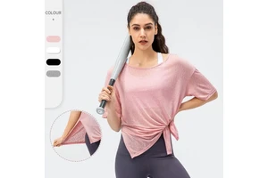 Custom logo Wholesale T Shirt Fitness Workout Short Sleeve Plus Size Comfortable Elastic Gym Custom Logo Women Yoga Top