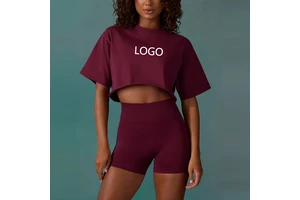 Custom High Quality Women's Workout Short Sleeve Shirts Loose Crop Tops Athletic Gym Shirt Casual Yoga Sports T-Shirt