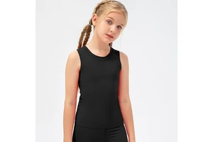 Solid Color Children's Tight Sports Tank Top Spandex/Nylon Moisture Wicking Quick-Drying Girls' Yoga Dance Training Fitness 220g
